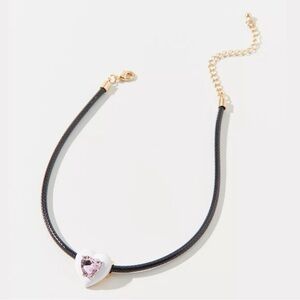 Urban Outfitters Blair Rhinestone Heart Corded Necklace NWT